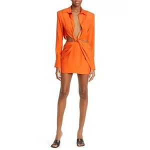 GAUGE81 Women's size XXS Mandarin Plunge Neck Cutout Shirtdress Long Sleeve
